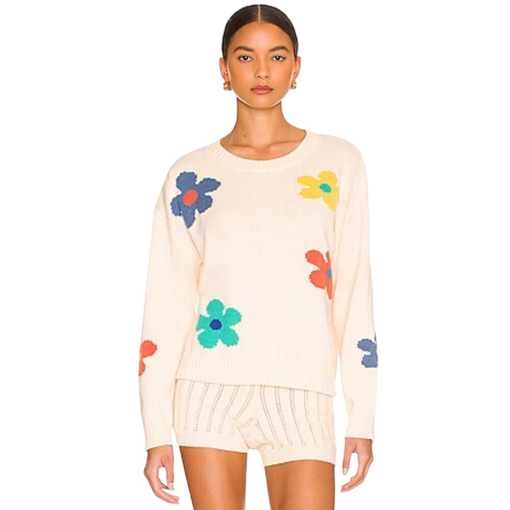 Rails Revolve Perci Ivory Daisies Cotton Blend Multi Colored Sweater Size XS